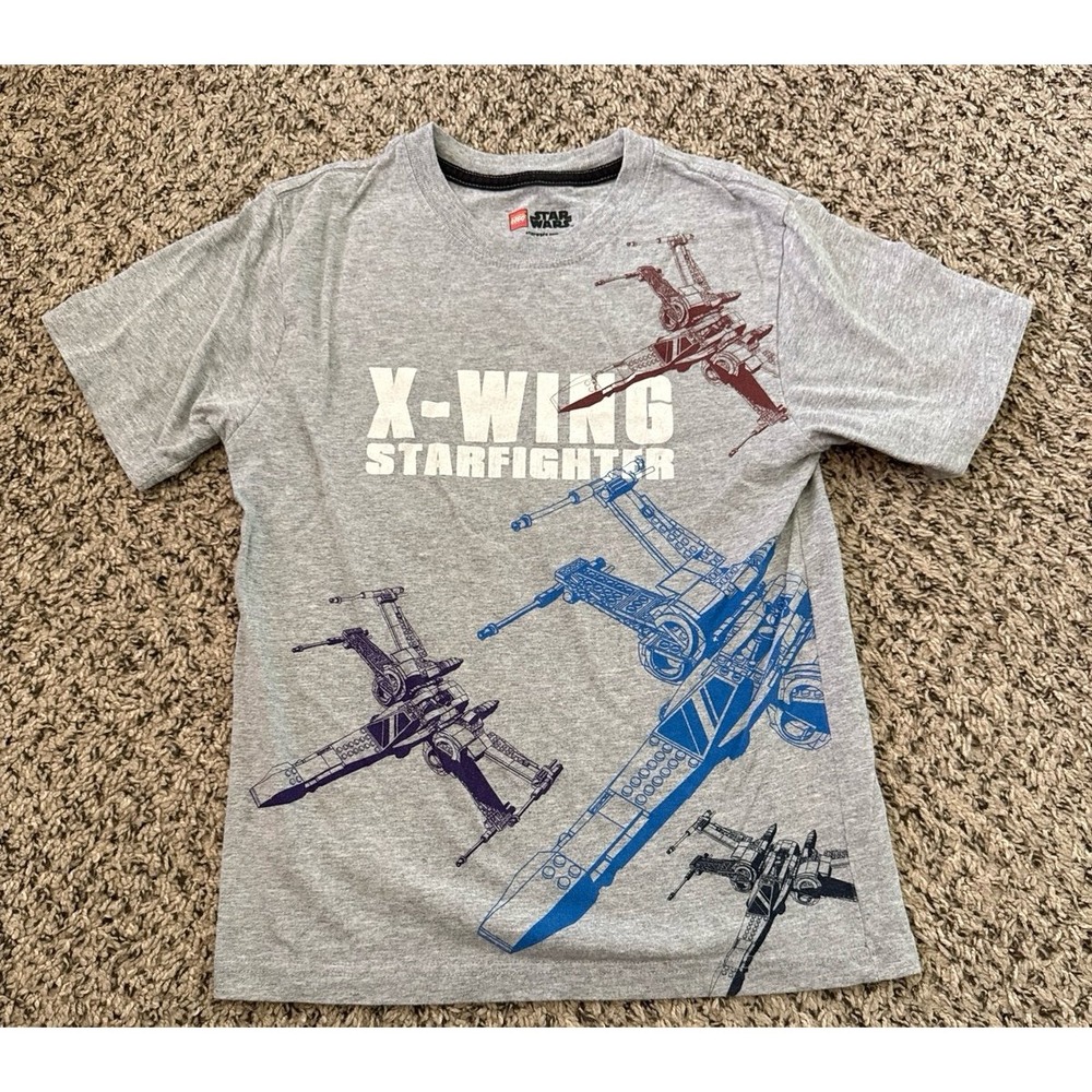 Lego Star Wars Boys Gray " X-Wing Starfighter" Short Sleeve Tee Size 8